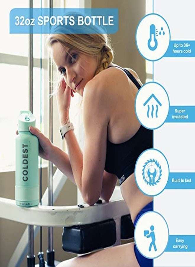 ذا كولديست ووتر أبرد زجاجات المياه | تحافظ على المشروبات ساخنة وباردة لأكثر من 48 ساعة | مانعة للتسرب | معتمدة من إدارة الغذاء والدواء الأمريكية | معزولة بجدار مزدوج | زجاجة من الفولاذ المقاوم للصدأ مع ماصة | مثالية للنادي الرياضي، المكتب، السفر، (أسود مطفي، 32 أونصة) - Image 4